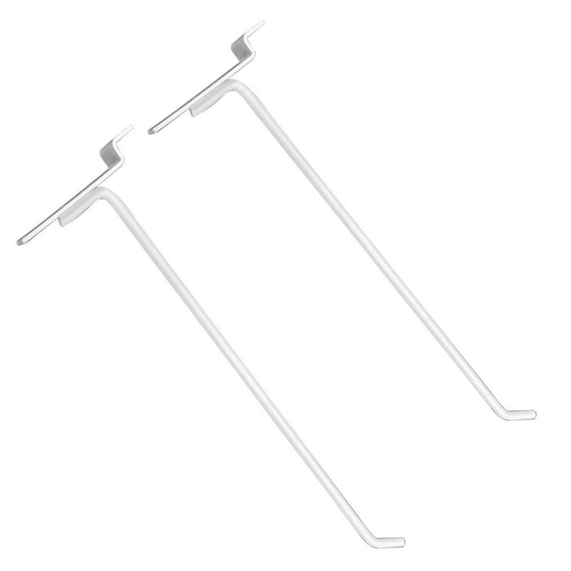 10" Slatwall Hooks,White,Hanger Display,Display Panel Hooks Wire Metal 12 Pc Set