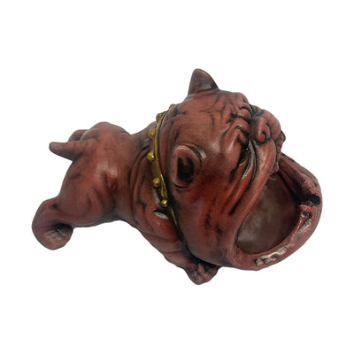 Outdoor Pink Ashtray for Cigarette, Cool Decorative Ashtray Bully Dog Design