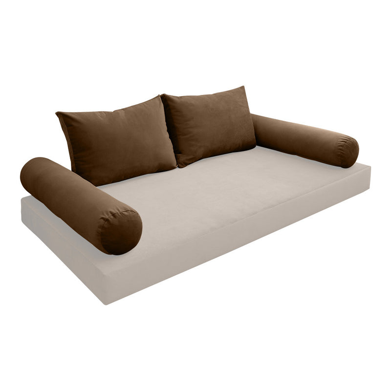 COVER ONLY Model V1 Twin Velvet Knife Edge Indoor Daybed Cushion Bolster - AD308