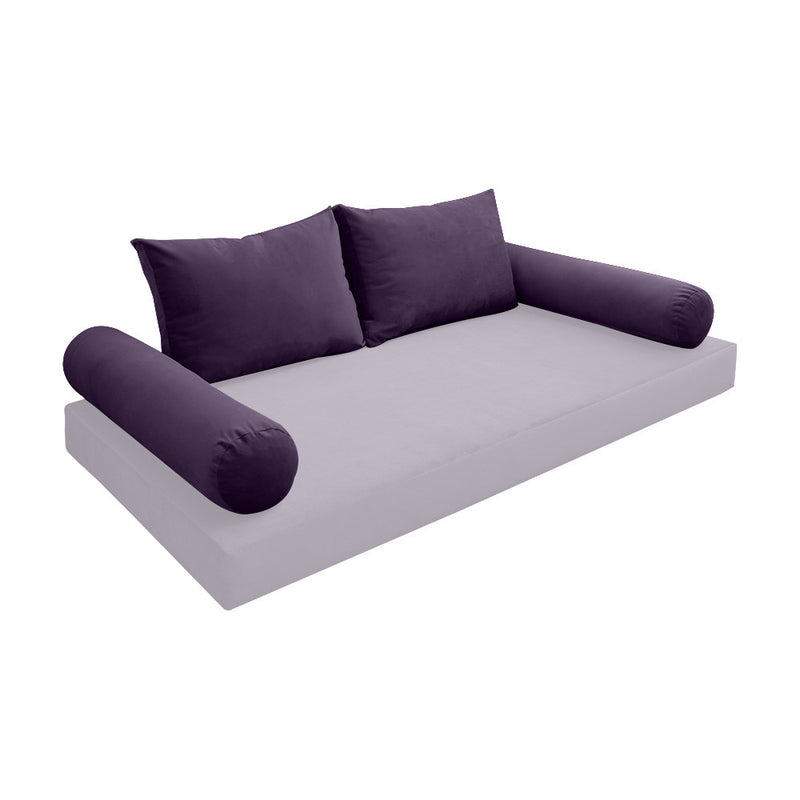 COVER ONLY Model V1 Twin Velvet Knife Edge Indoor Daybed Cushion Bolster - AD339