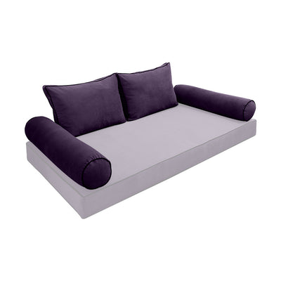 COVER ONLY Model V1 Twin Velvet Contrast Indoor Daybed Cushion Bolster - AD339