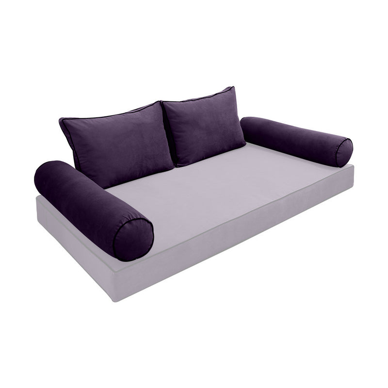 COVER ONLY Model V1 Twin Velvet Contrast Indoor Daybed Cushion Bolster - AD339