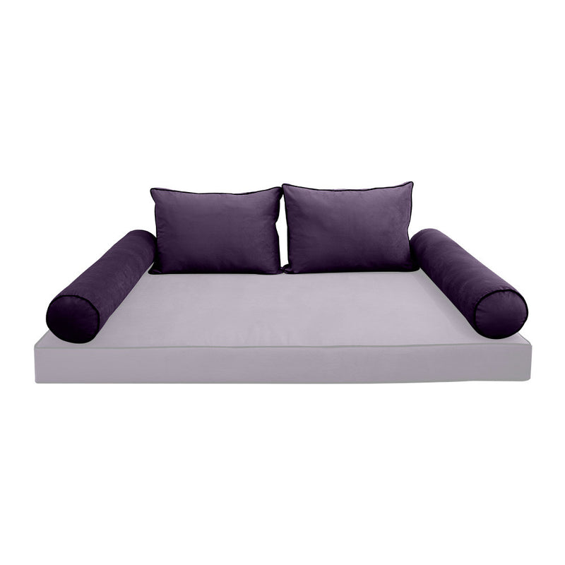 COVER ONLY Model V1 Twin Velvet Contrast Indoor Daybed Cushion Bolster - AD339