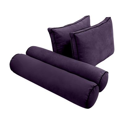 COVER ONLY Model V1 Twin Velvet Contrast Indoor Daybed Cushion Bolster - AD339