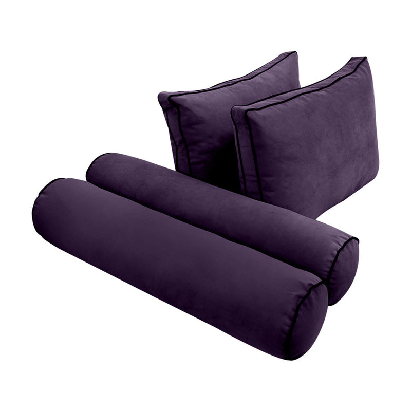 COVER ONLY Model V1 Twin Velvet Contrast Indoor Daybed Cushion Bolster - AD339