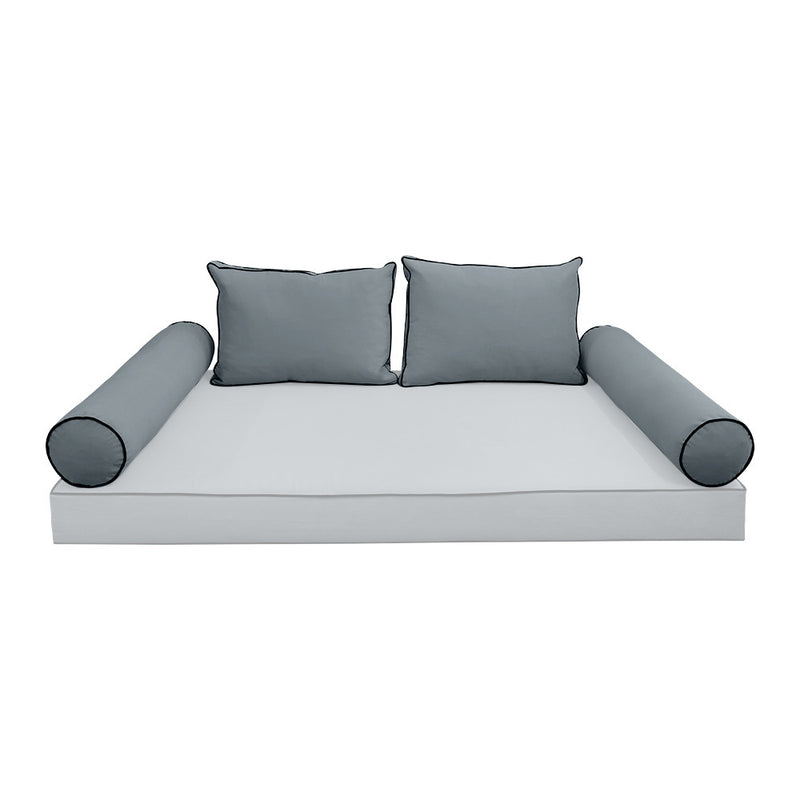 COVER ONLY Model V1 Twin Velvet Contrast Indoor Daybed Cushion Bolster - AD347