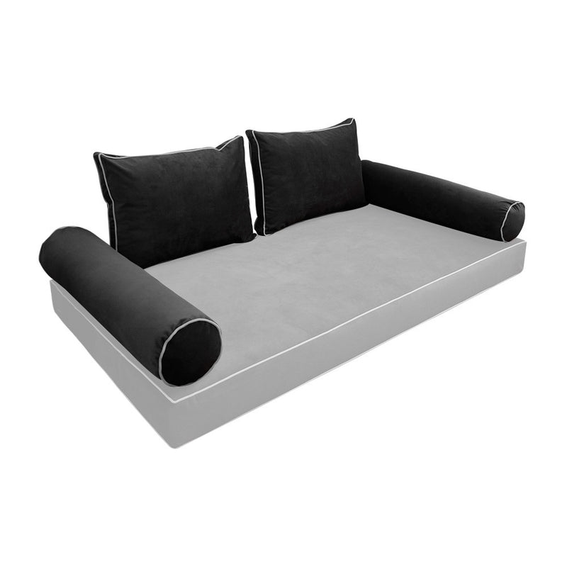 COVER ONLY Model V1 Twin Velvet Contrast Indoor Daybed Cushion Bolster - AD350