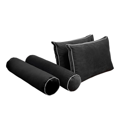 COVER ONLY Model V1 Twin Velvet Contrast Indoor Daybed Cushion Bolster - AD350