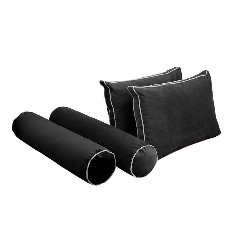 COVER ONLY Model V1 Twin Velvet Contrast Indoor Daybed Cushion Bolster - AD350
