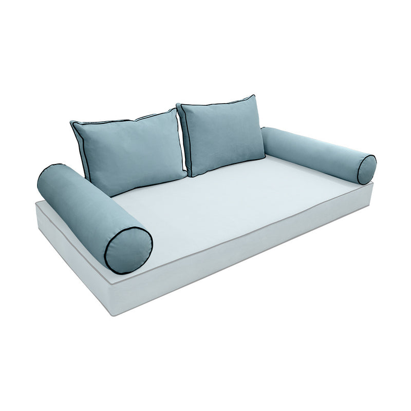 COVER ONLY Model V1 Twin Velvet Contrast Indoor Daybed Cushion Bolster - AD355