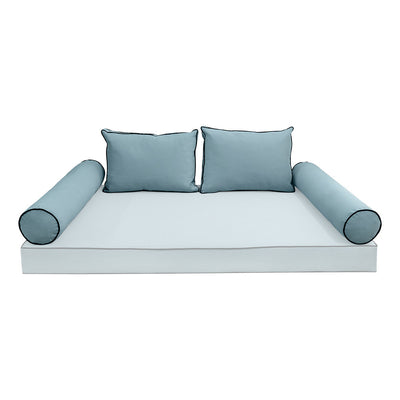 COVER ONLY Model V1 Twin Velvet Contrast Indoor Daybed Cushion Bolster - AD355