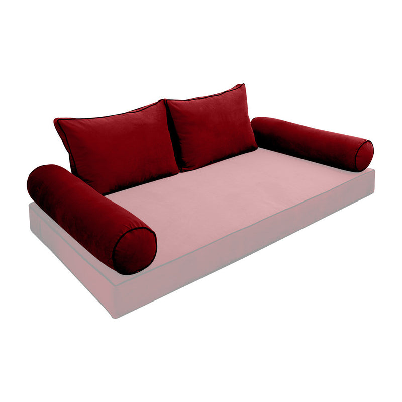 COVER ONLY Model V1 Twin Velvet Contrast Indoor Daybed Cushion Bolster - AD369