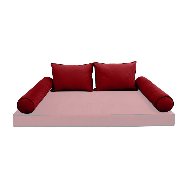 COVER ONLY Model V1 Twin Velvet Contrast Indoor Daybed Cushion Bolster - AD369