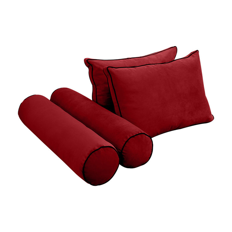 COVER ONLY Model V1 Twin Velvet Contrast Indoor Daybed Cushion Bolster - AD369