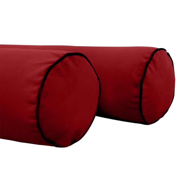 COVER ONLY Model V1 Twin Velvet Contrast Indoor Daybed Cushion Bolster - AD369