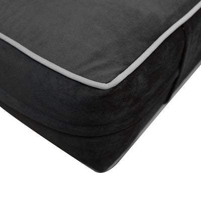 COVER ONLY Twin-XL Contrast Pipe Velvet Indoor Daybed Mattress 80"x39"x6"-AD350