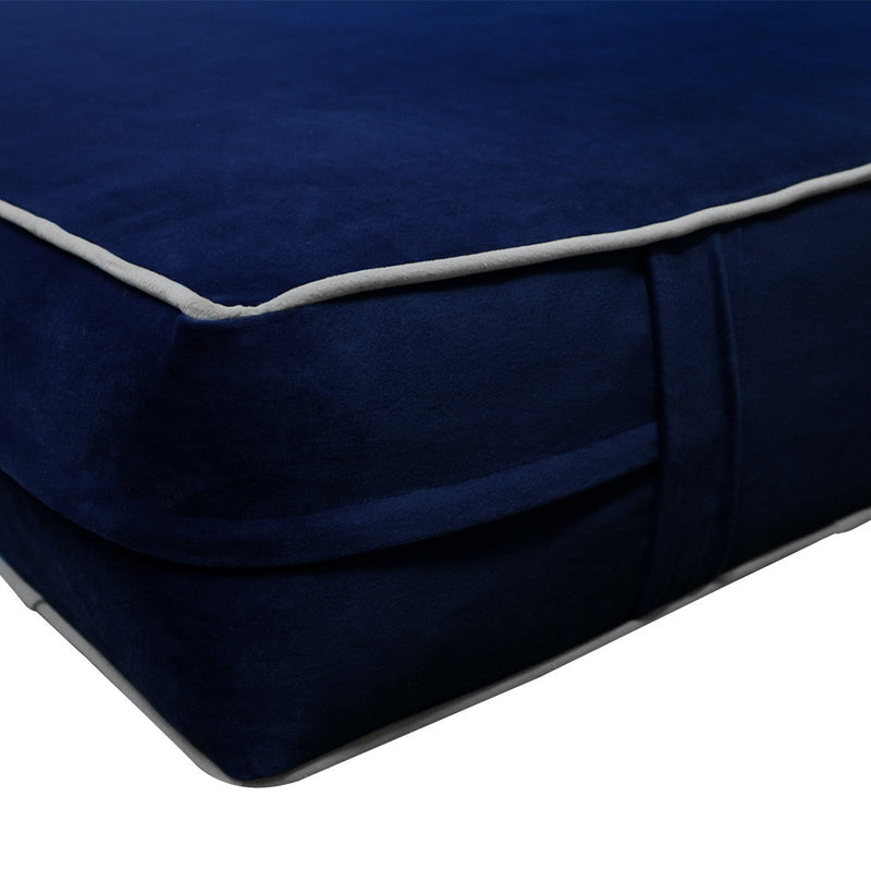 COVER ONLY Twin-XL Contrast Pipe Velvet Indoor Daybed Mattress 80"x39"x8"-AD373