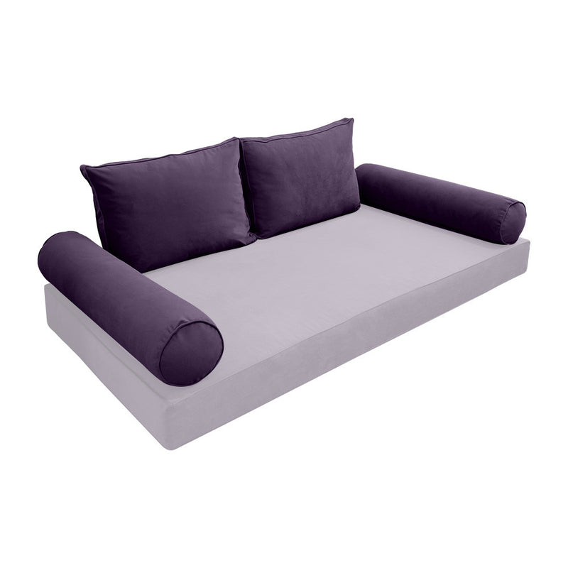 COVER ONLY Model V1 Twin Velvet Same Pipe Indoor Daybed Bolster Pillow Cushion - AD339