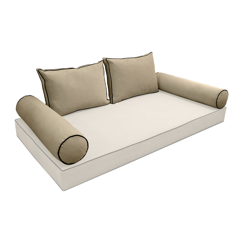 COVER ONLY Model V1 Full Velvet Contrast Indoor Daybed Cushion Bolster - AD304