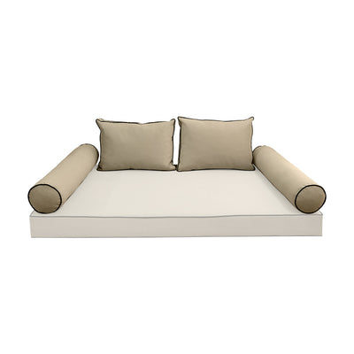 COVER ONLY Model V1 Full Velvet Contrast Indoor Daybed Cushion Bolster - AD304