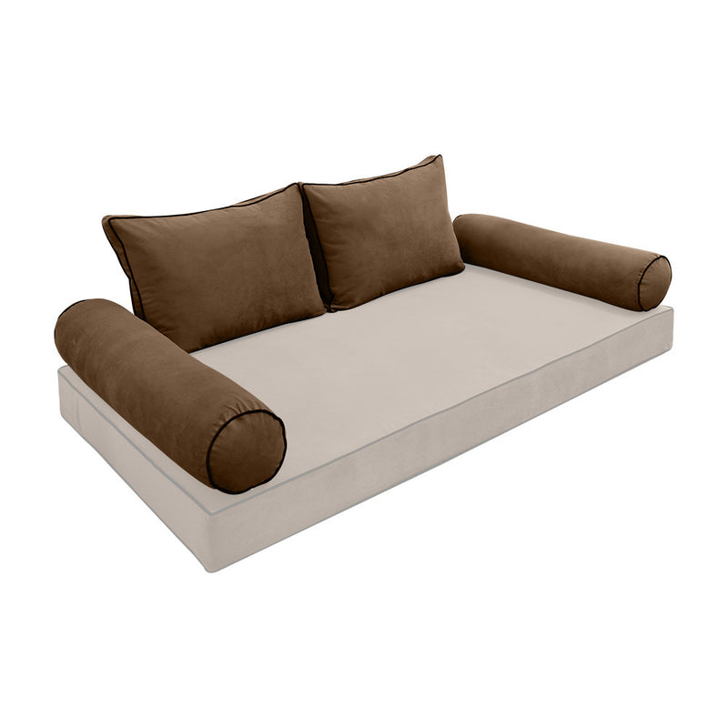 COVER ONLY Model V1 Full Velvet Contrast Indoor Daybed Cushion Bolster - AD308