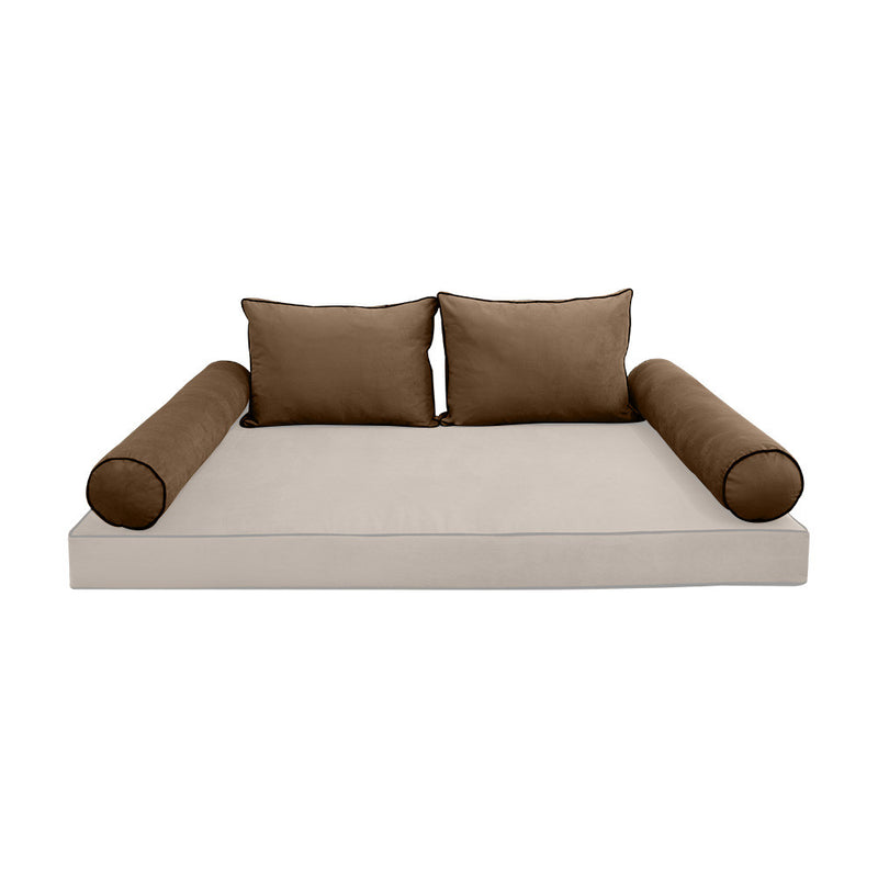 COVER ONLY Model V1 Full Velvet Contrast Indoor Daybed Cushion Bolster - AD308