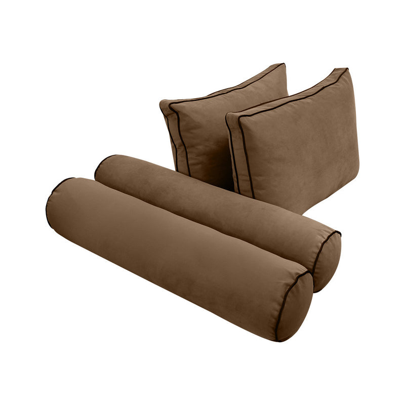 COVER ONLY Model V1 Full Velvet Contrast Indoor Daybed Cushion Bolster - AD308