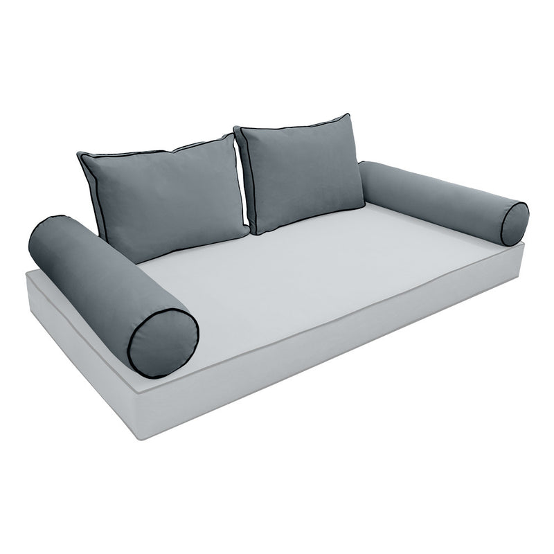 COVER ONLY Model V1 Full Velvet Contrast Indoor Daybed Cushion Bolster - AD347