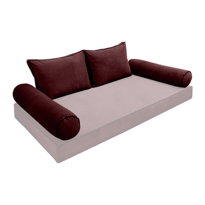 COVER ONLY Model V1 Full Velvet Contrast Indoor Daybed Cushion Bolster - AD368