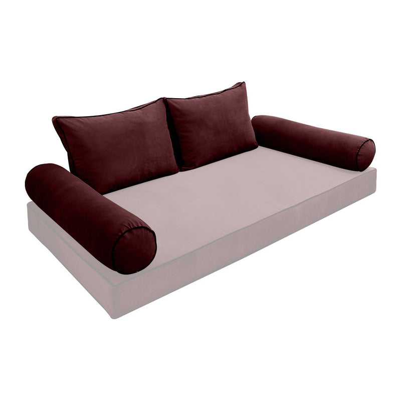 COVER ONLY Model V1 Full Velvet Contrast Indoor Daybed Cushion Bolster - AD368