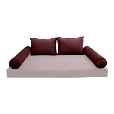 COVER ONLY Model V1 Full Velvet Contrast Indoor Daybed Cushion Bolster - AD368