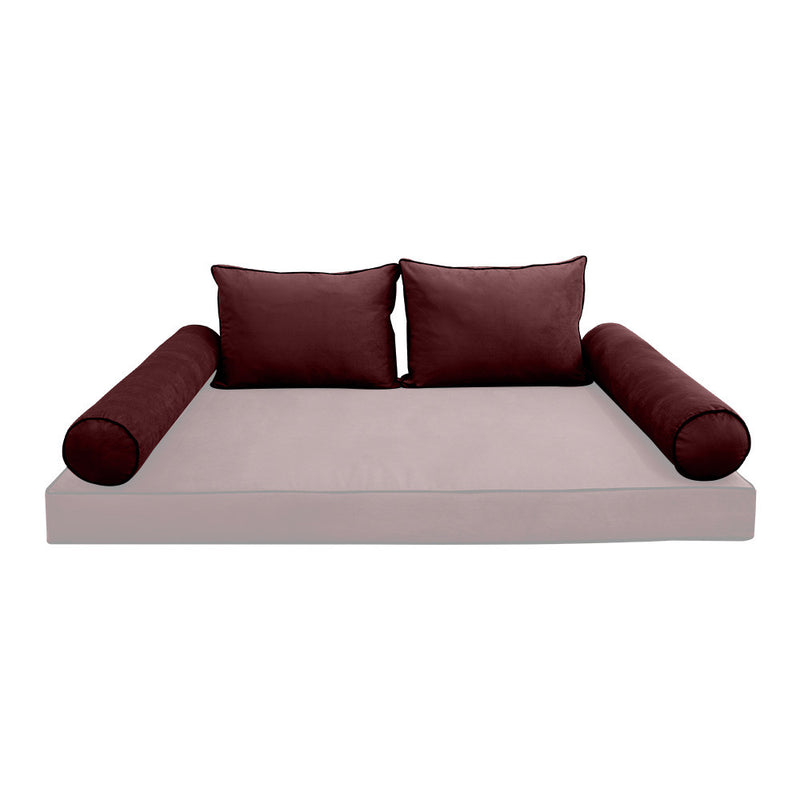 COVER ONLY Model V1 Full Velvet Contrast Indoor Daybed Cushion Bolster - AD368