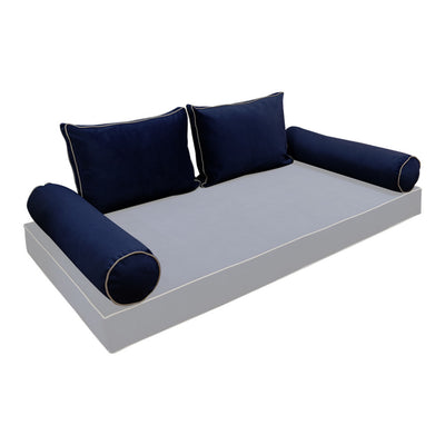COVER ONLY Model V1 Full Velvet Contrast Indoor Daybed Cushion Bolster - AD373
