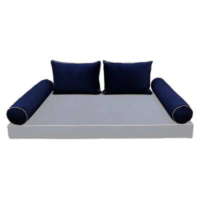 COVER ONLY Model V1 Full Velvet Contrast Indoor Daybed Cushion Bolster - AD373