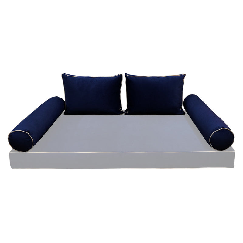 COVER ONLY Model V1 Full Velvet Contrast Indoor Daybed Cushion Bolster - AD373