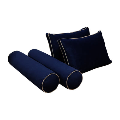 COVER ONLY Model V1 Full Velvet Contrast Indoor Daybed Cushion Bolster - AD373