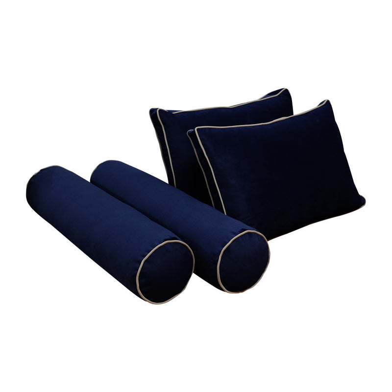 COVER ONLY Model V1 Full Velvet Contrast Indoor Daybed Cushion Bolster - AD373