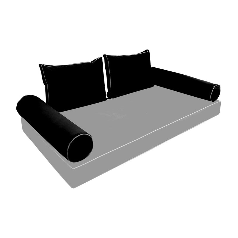 COVER ONLY Model V1 Full Velvet Contrast Indoor Daybed Cushion Bolster - AD374