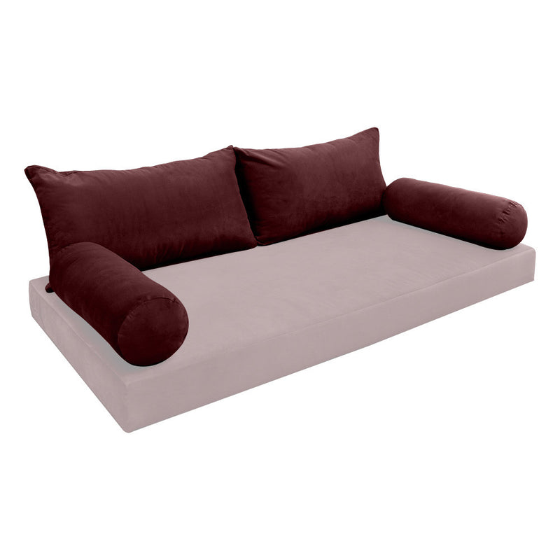 COVER ONLY Model V2 Twin Velvet Knife Edge Indoor Daybed Cushion Bolster - AD368