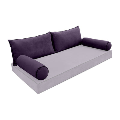 COVER ONLY Model V2 Twin Velvet Contrast Indoor Daybed Cushion Bolster - AD339