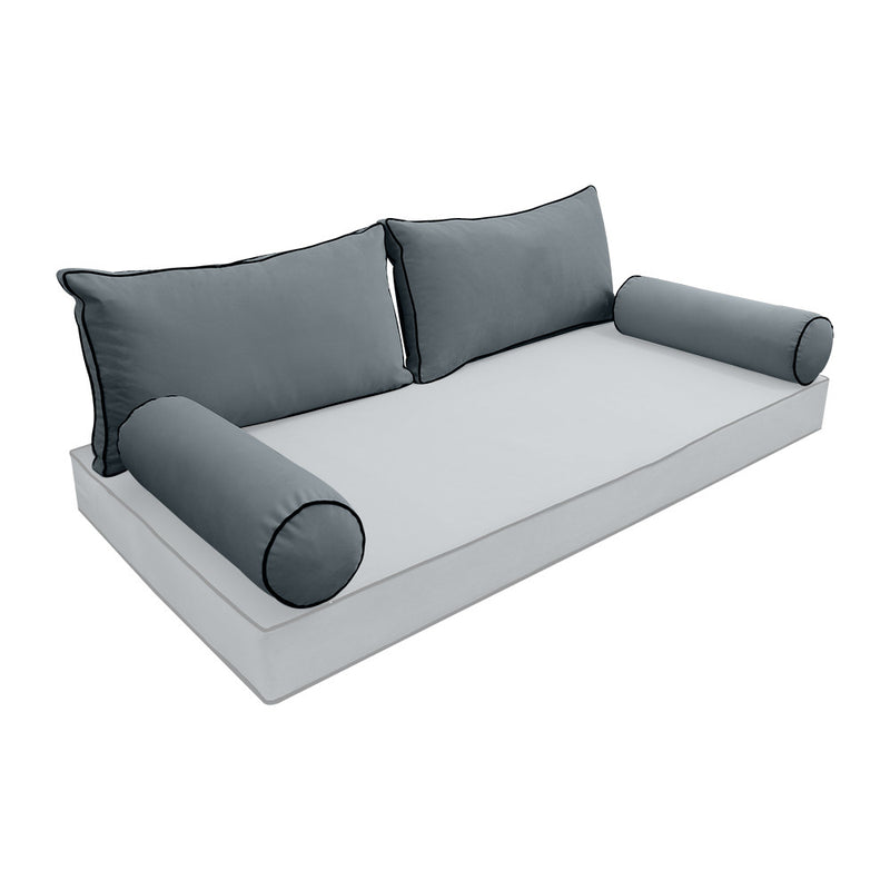 COVER ONLY Model V2 Twin Velvet Contrast Indoor Daybed Cushion Bolster - AD347