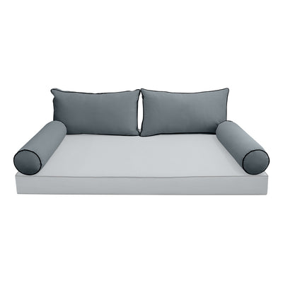 COVER ONLY Model V2 Twin Velvet Contrast Indoor Daybed Cushion Bolster - AD347