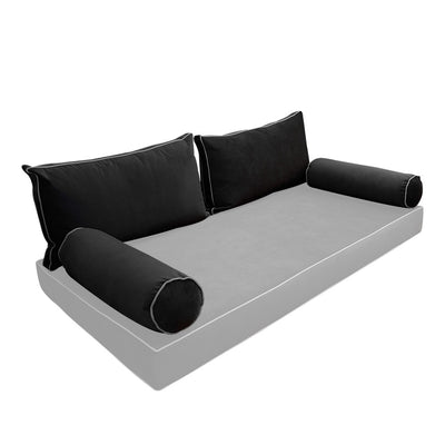 COVER ONLY Model V2 Twin Velvet Contrast Indoor Daybed Cushion Bolster - AD350