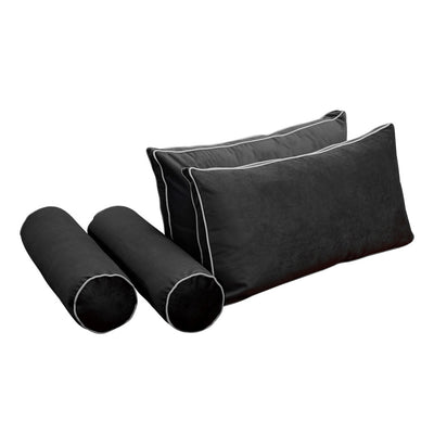 COVER ONLY Model V2 Twin Velvet Contrast Indoor Daybed Cushion Bolster - AD350