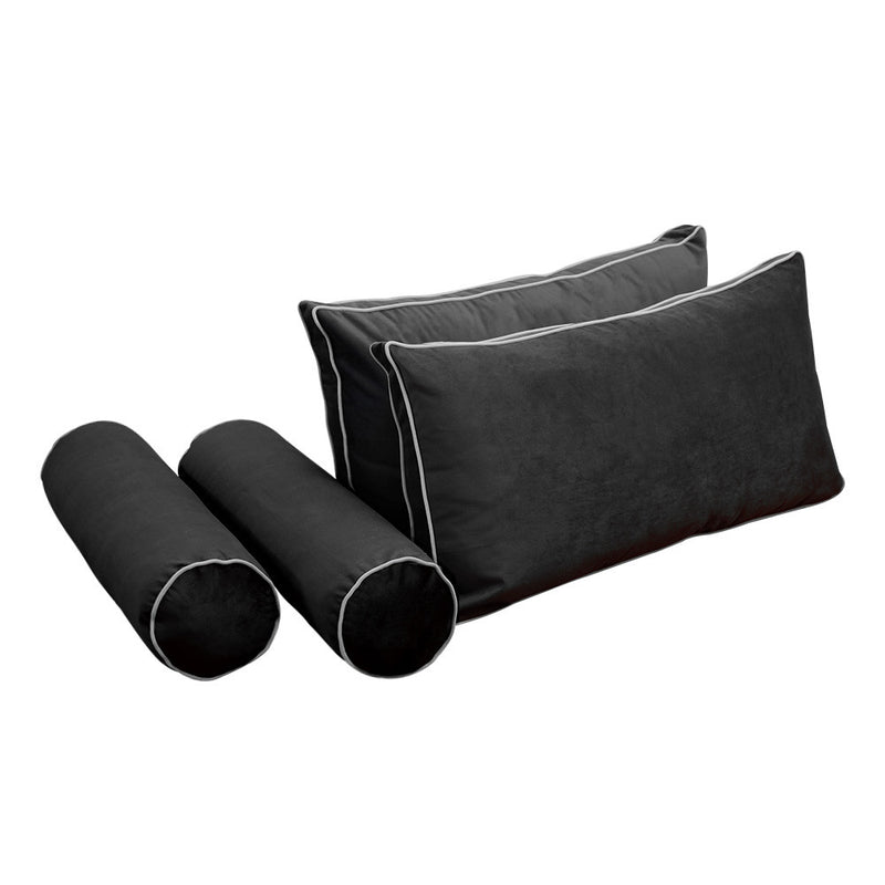 COVER ONLY Model V2 Twin Velvet Contrast Indoor Daybed Cushion Bolster - AD350
