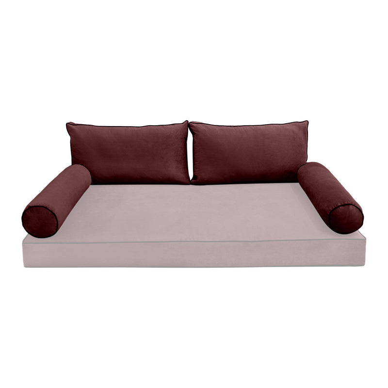 COVER ONLY Model V2 Twin Velvet Contrast Indoor Daybed Cushion Bolster - AD368