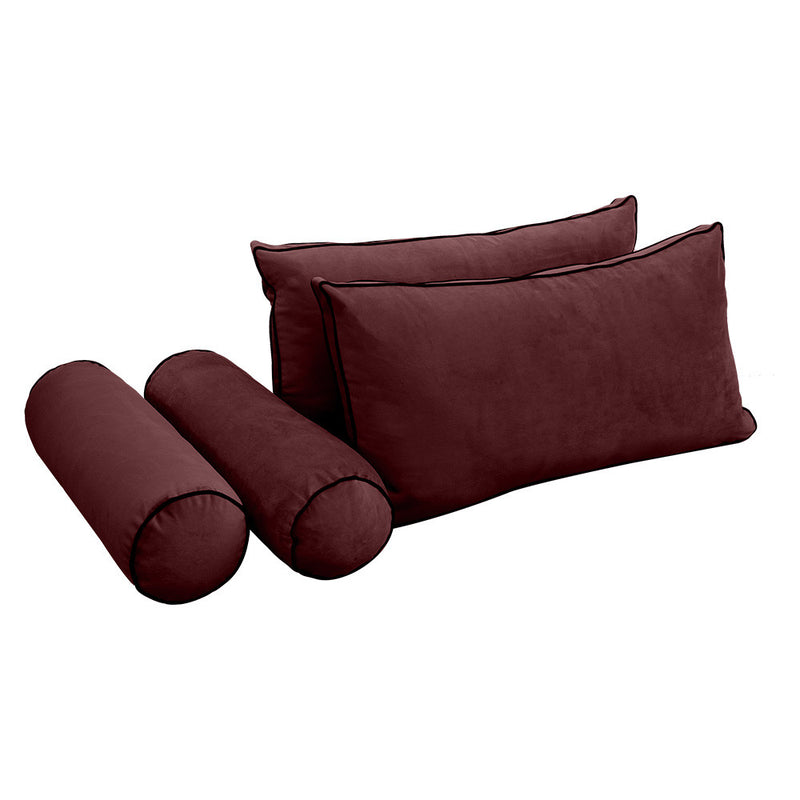 COVER ONLY Model V2 Twin Velvet Contrast Indoor Daybed Cushion Bolster - AD368