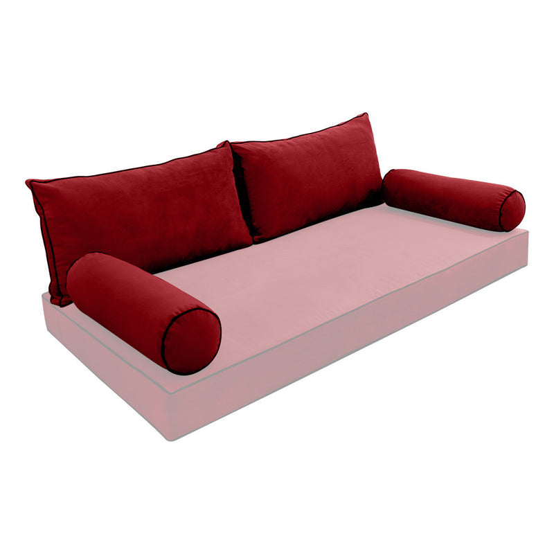 COVER ONLY Model V2 Twin Velvet Contrast Indoor Daybed Cushion Bolster - AD369