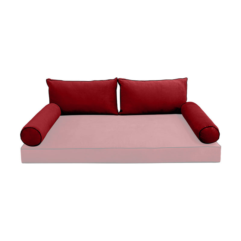 COVER ONLY Model V2 Twin Velvet Contrast Indoor Daybed Cushion Bolster - AD369