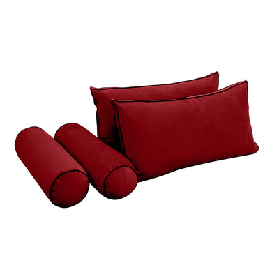 COVER ONLY Model V2 Twin Velvet Contrast Indoor Daybed Cushion Bolster - AD369